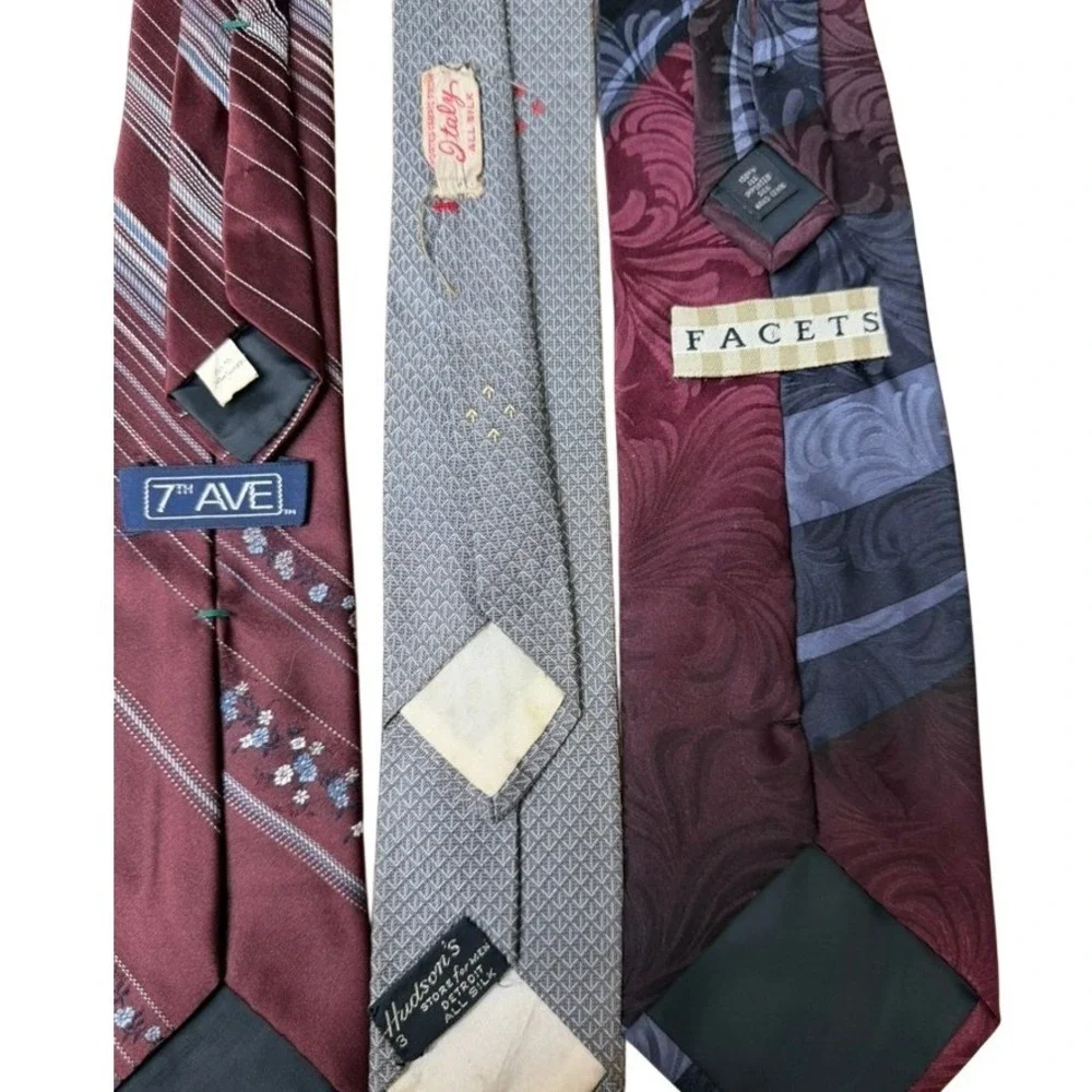 Vintage Mens Necktie Lot 12pc Retro Geometric Novelty Striped  FLAWS FINAL SALE!